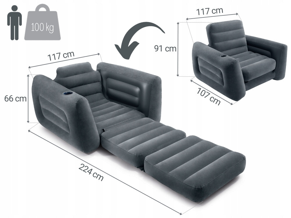 Armchair Inflatable Single Bed Mattress Intex 224x117 MODEL 2026 Packaging status original