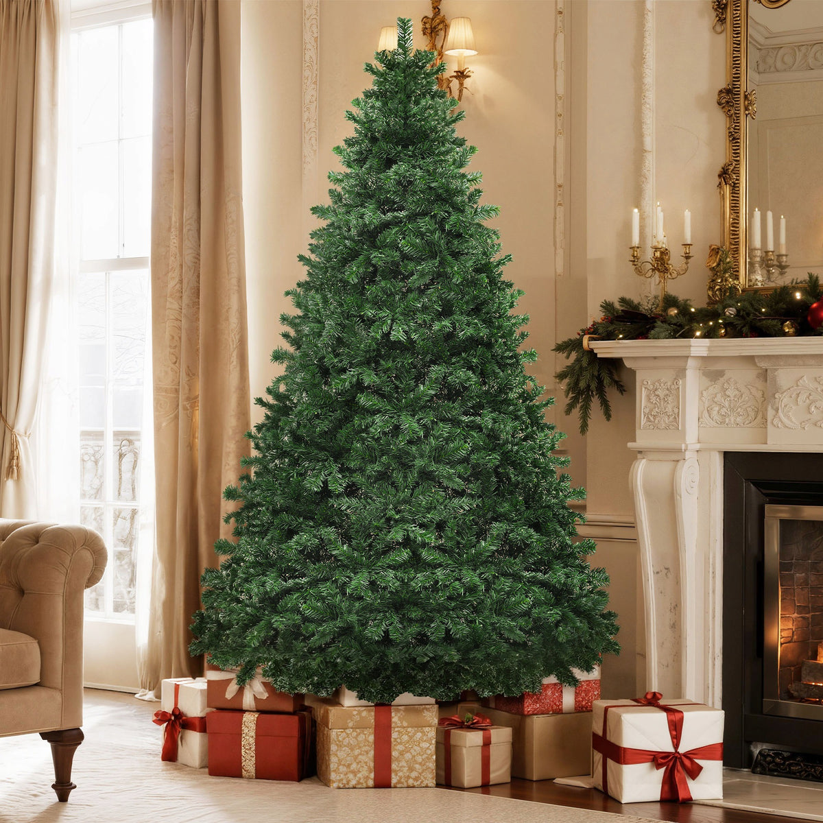 Artificial Christmas Tree 183cm like real Green Pine dense Metal Stand Packaging status original