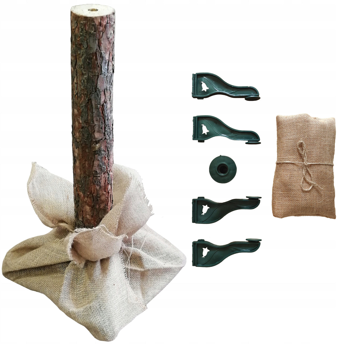 Artificial Christmas Tree Trunk Pine Plastic Stand 4 Legs with Natural Jute