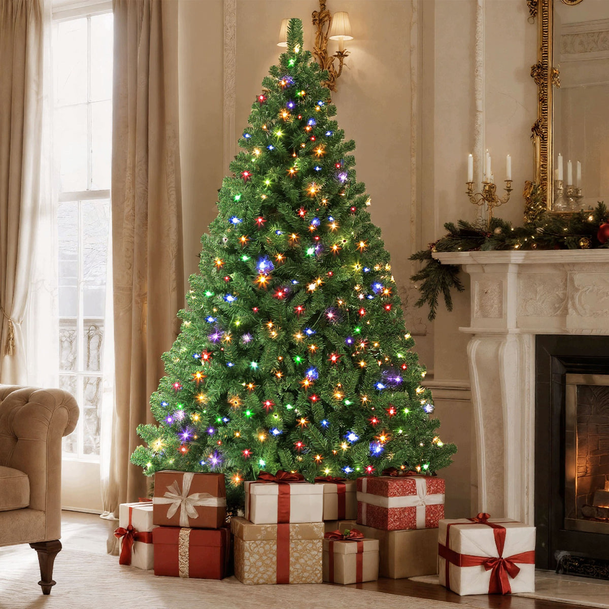 Artificial Christmas Tree as live 182cm 250 LED Lights fir dense Premium Packaging status original