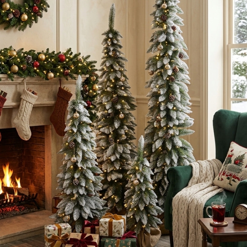 Artificial Christmas tree SLIM spruce Tatra narrow white tips of twigs 110 cm Packaging status original