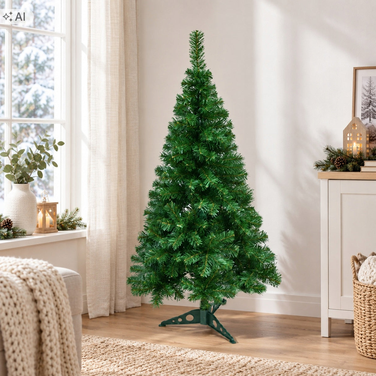 Artificial Christmas tree green 150 cm with stand – thick Height 121 - 150 cm
