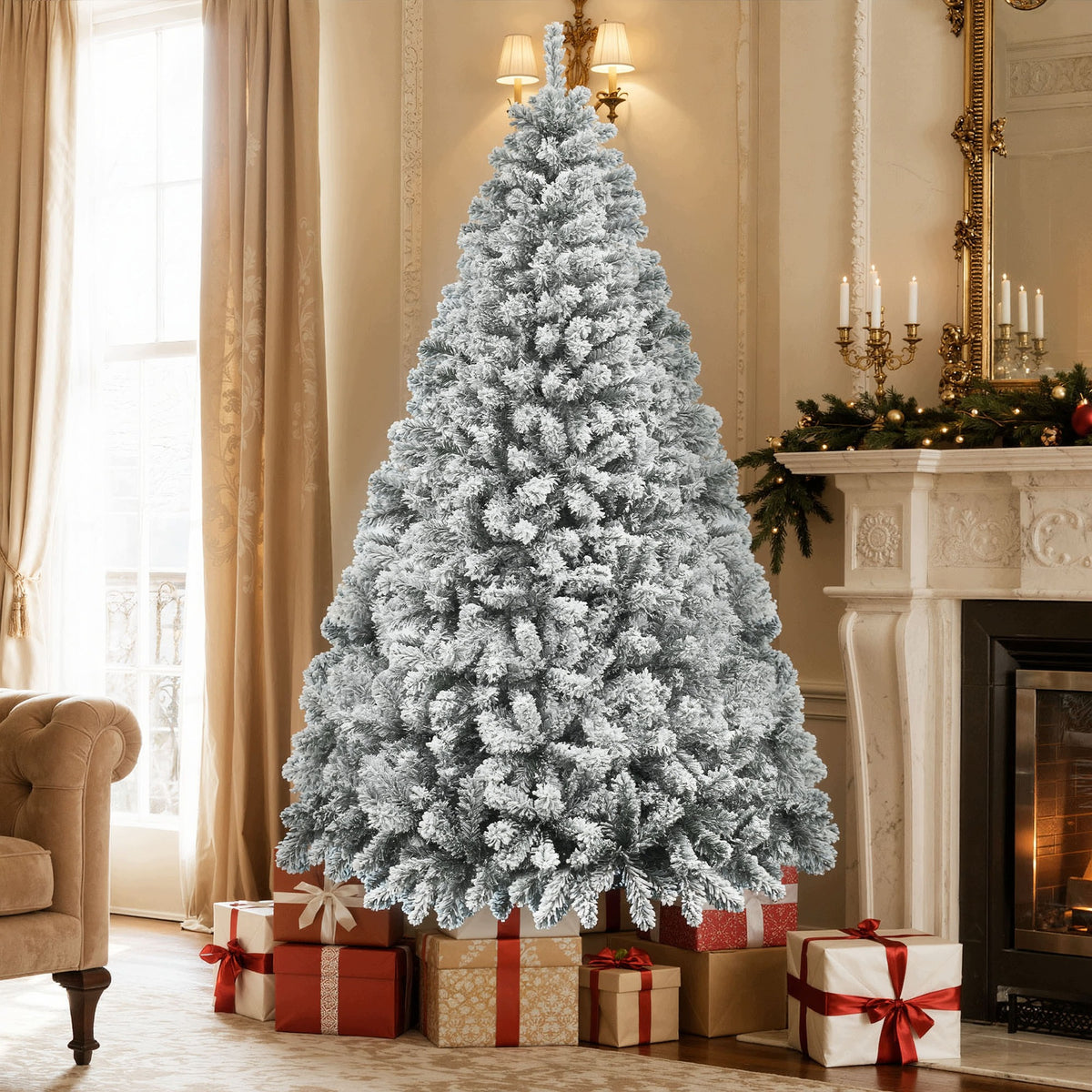 Artificial Christmas tree like live spruce/iodine, 182 cm (6 ft), snow-covered, dense Packaging status original