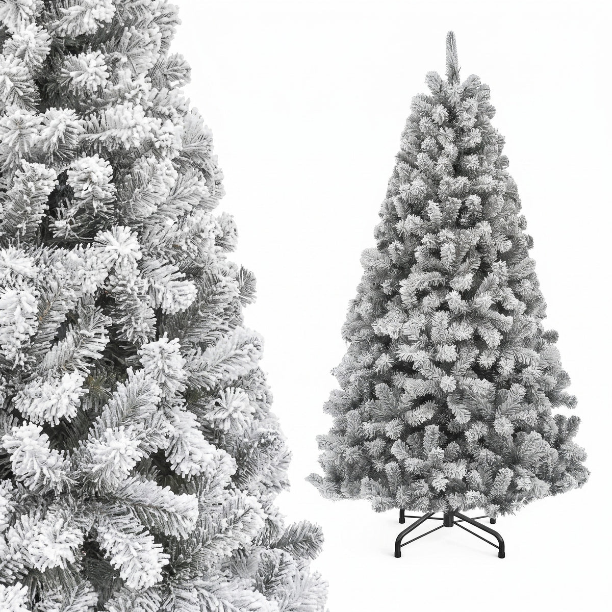 Artificial Christmas tree like live spruce/iodine, 182 cm (6 ft), snow-covered, dense