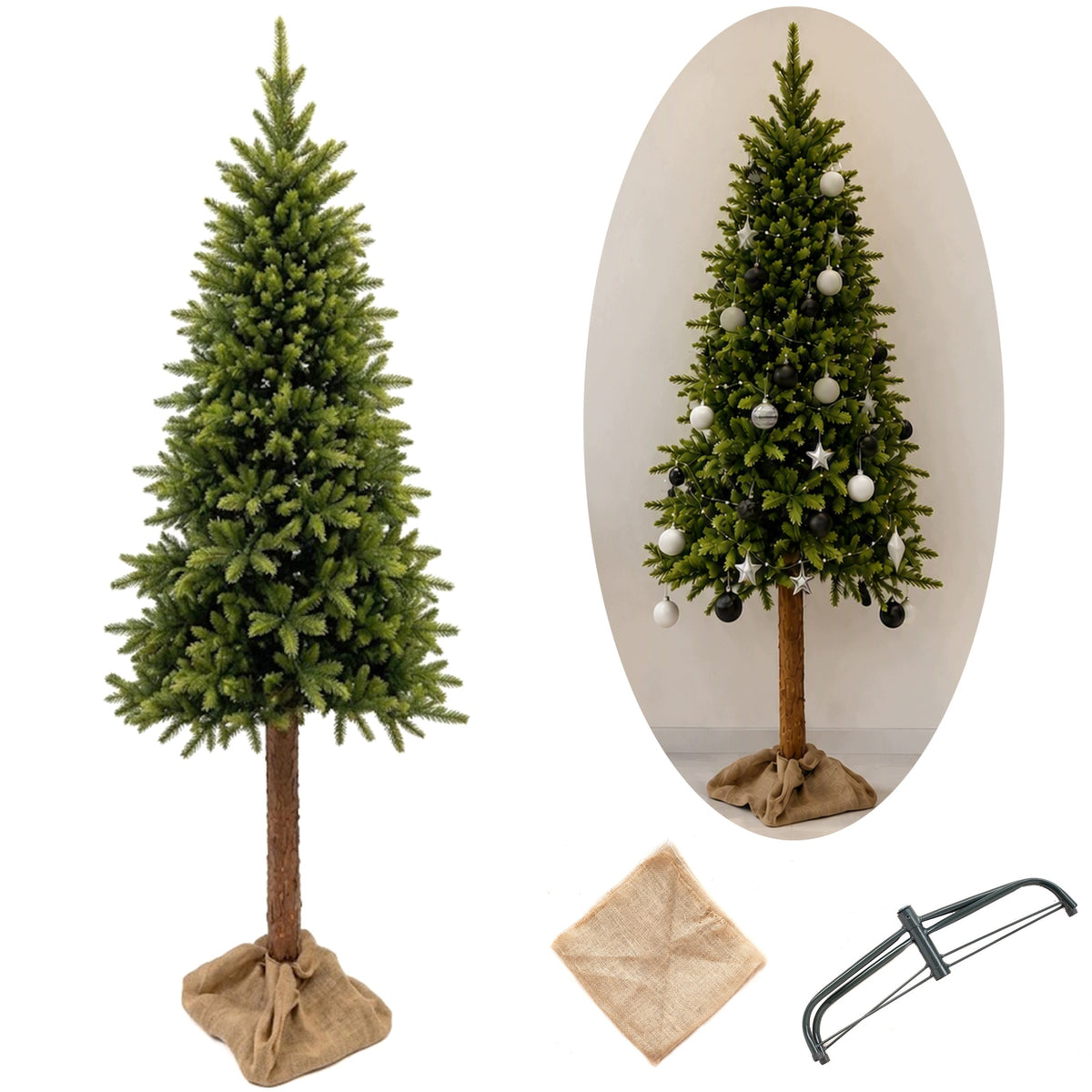 Artificial Christmas tree on the trunk 180 cm FULL PE 01 100% LIGHT GREEN SILICONE