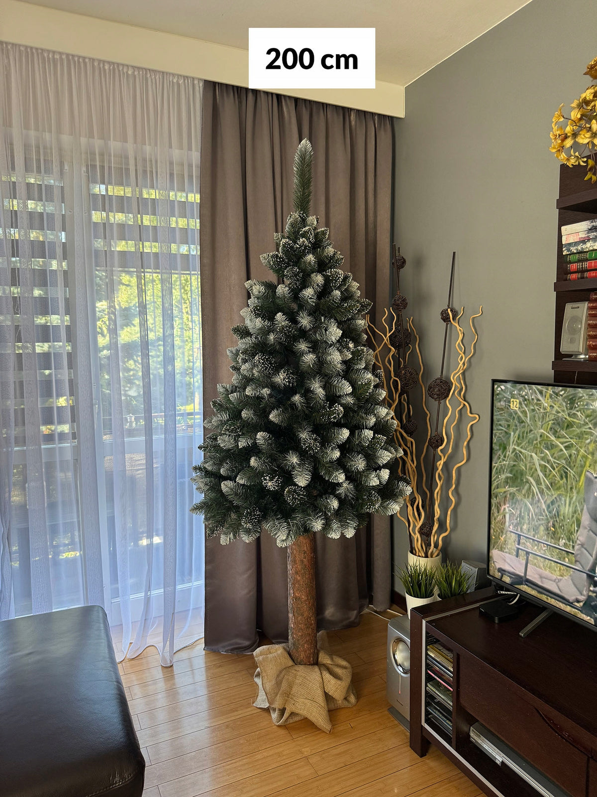 Artificial Christmas tree on the trunk 200 cm snow-covered diamond pine - MANUFACTURER Packaging status original