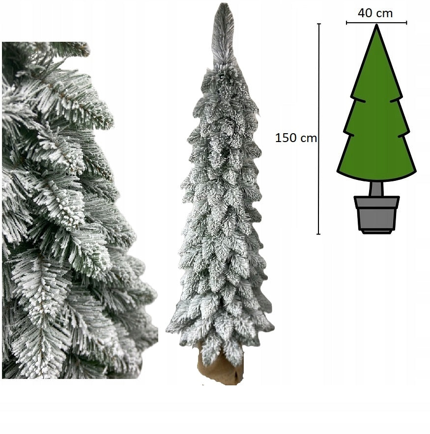 Artificial Christmas tree snow-covered SLIM in a pot 150 cm Spruce Zakopane narrow Brand Emiko