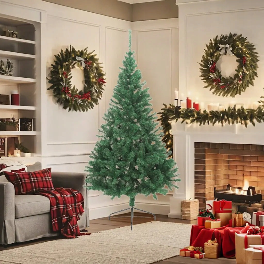 Artificial Christmas tree with stand, half, green, 180 cm, PVC Brand Buyava