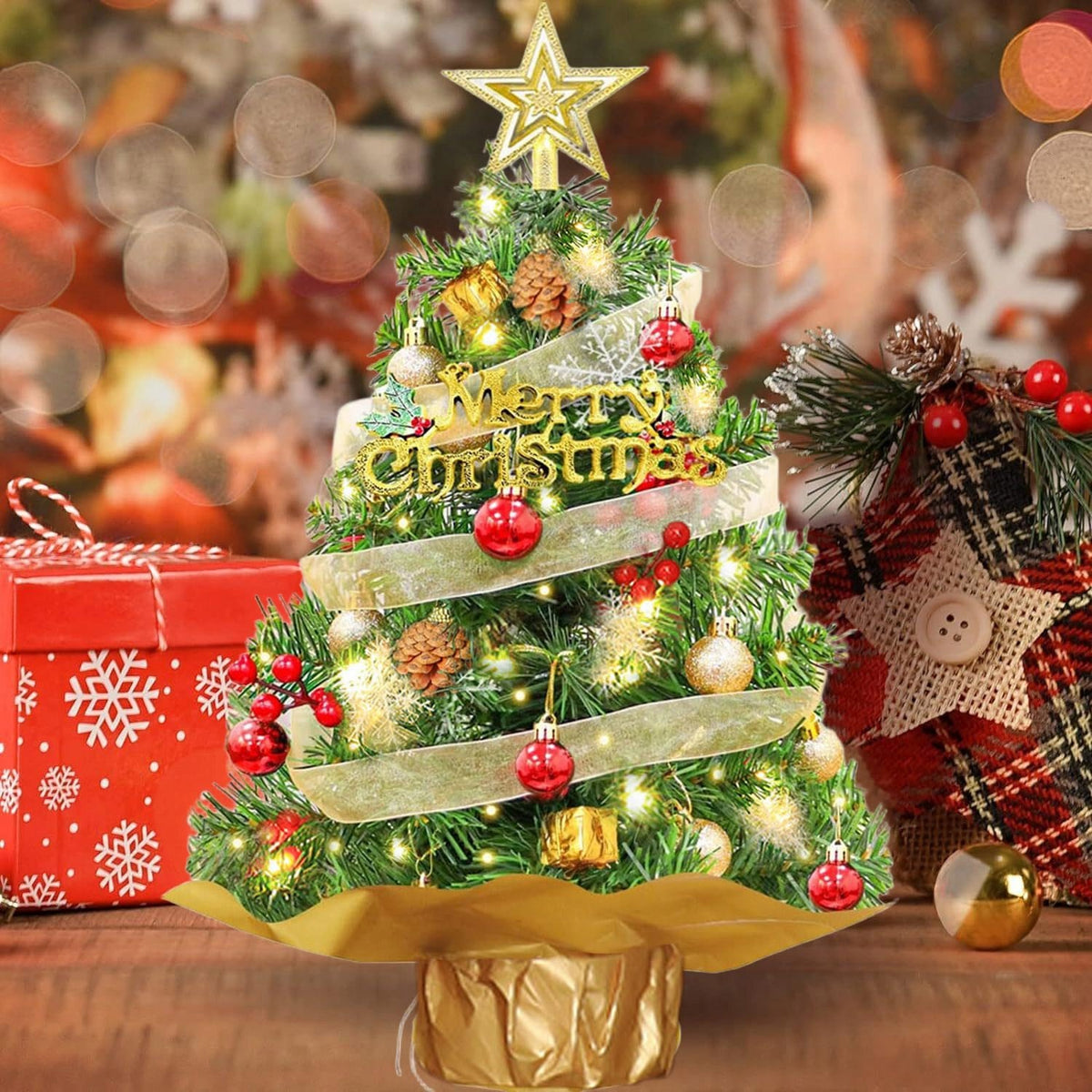 Artificial Mini Christmas Tree with Lighting, Christmas Decoration, 60 cm Brand no brand
