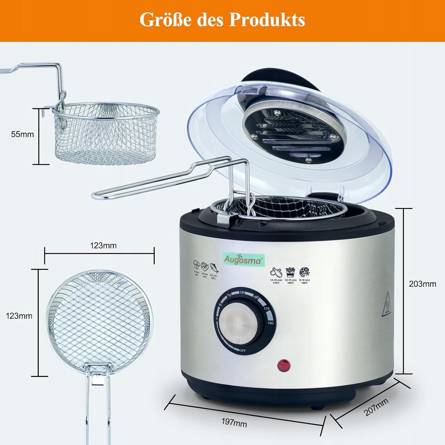 Augosma air fryer KL-803F 1L 950W stainless steel temperature control Model KL-803F