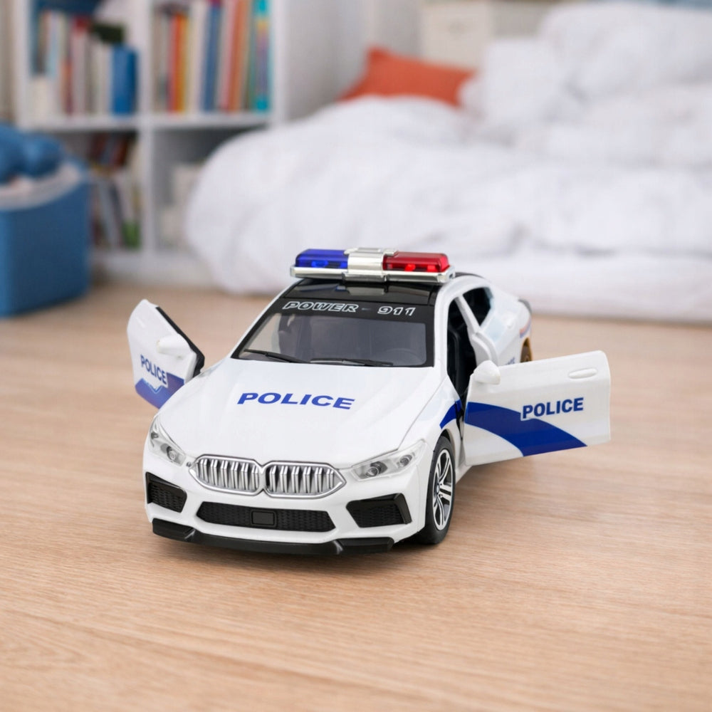 Auto Police Car Opening Door Drive Light Sounds White Kid's age 3＋ years