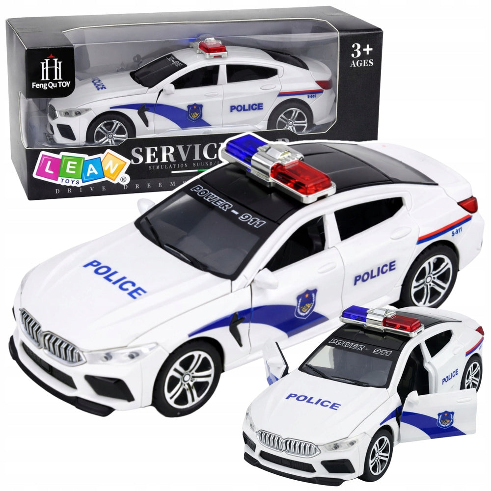 Auto Police Car Opening Door Drive Light Sounds White
