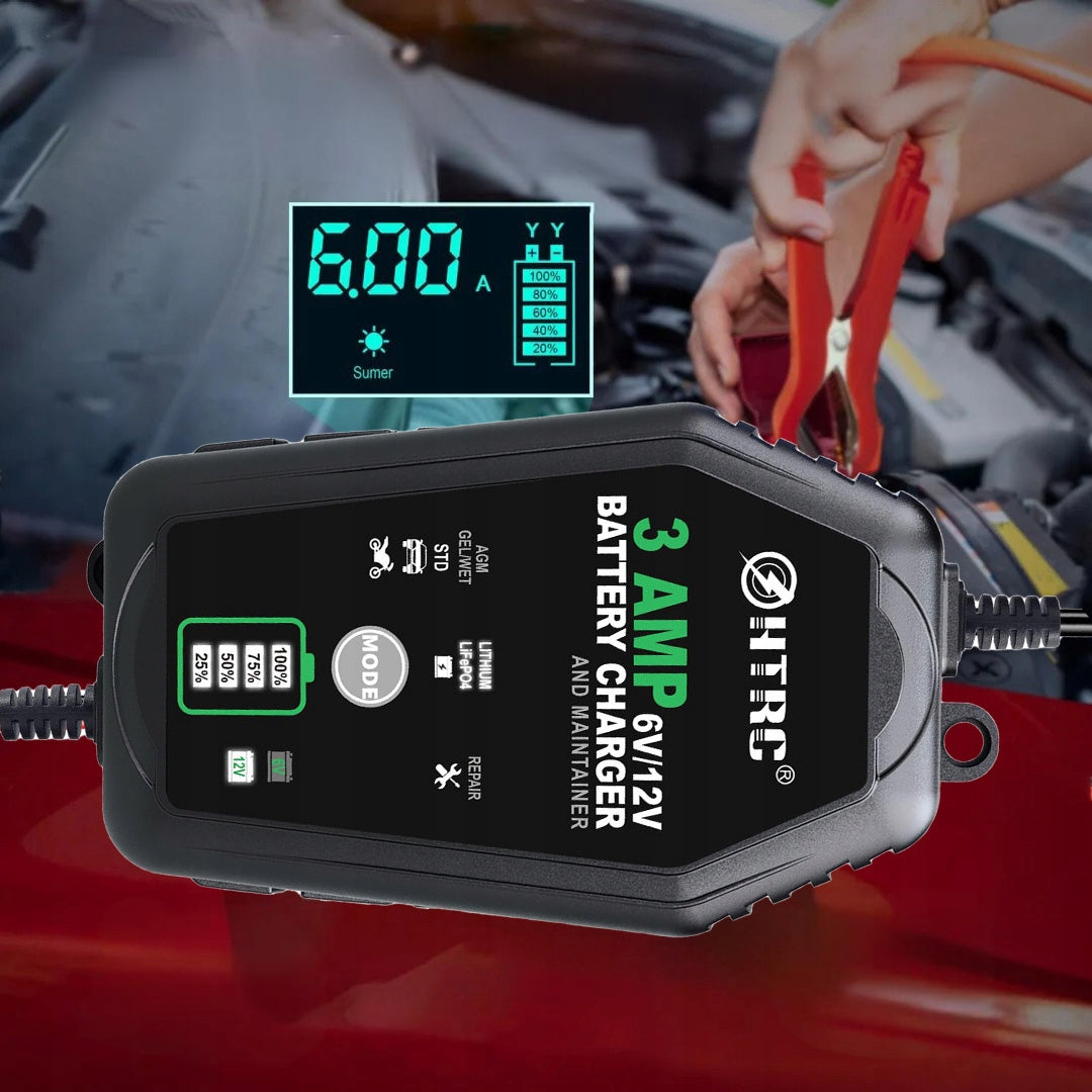 Automatic Car Rectifier LCD BATTERY CHARGER 6V 12V 3A Maximum amperage 3 A