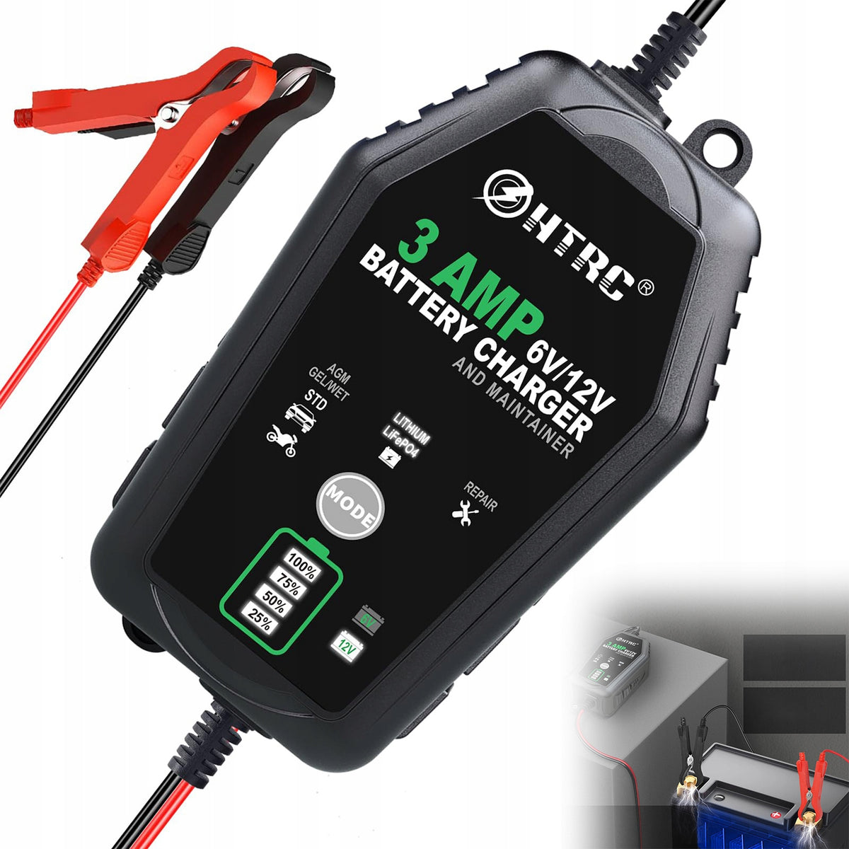 Automatic Car Rectifier LCD BATTERY CHARGER 6V 12V 3A