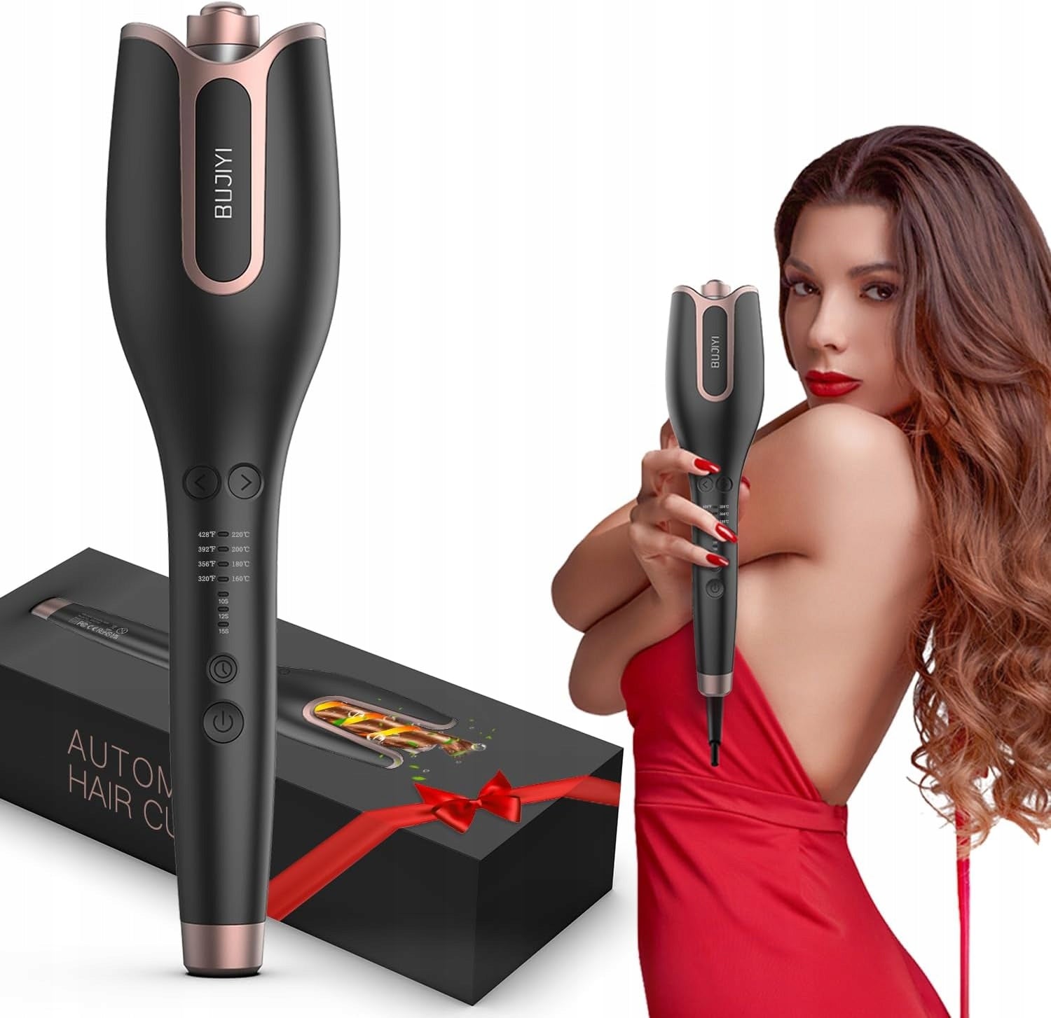 Automatic Ceramic Hair Curler 4 temp 200°C Cable 360° Black Packaging status original