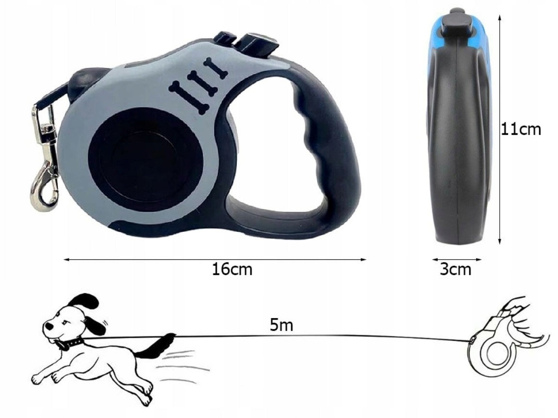 Automatic Lanyard for Dog Cat Flexi Retractable with Lock 5m 20kg GREY Manufacturer code Profesjonalna Smycz Automatyczna dla Psa Kota