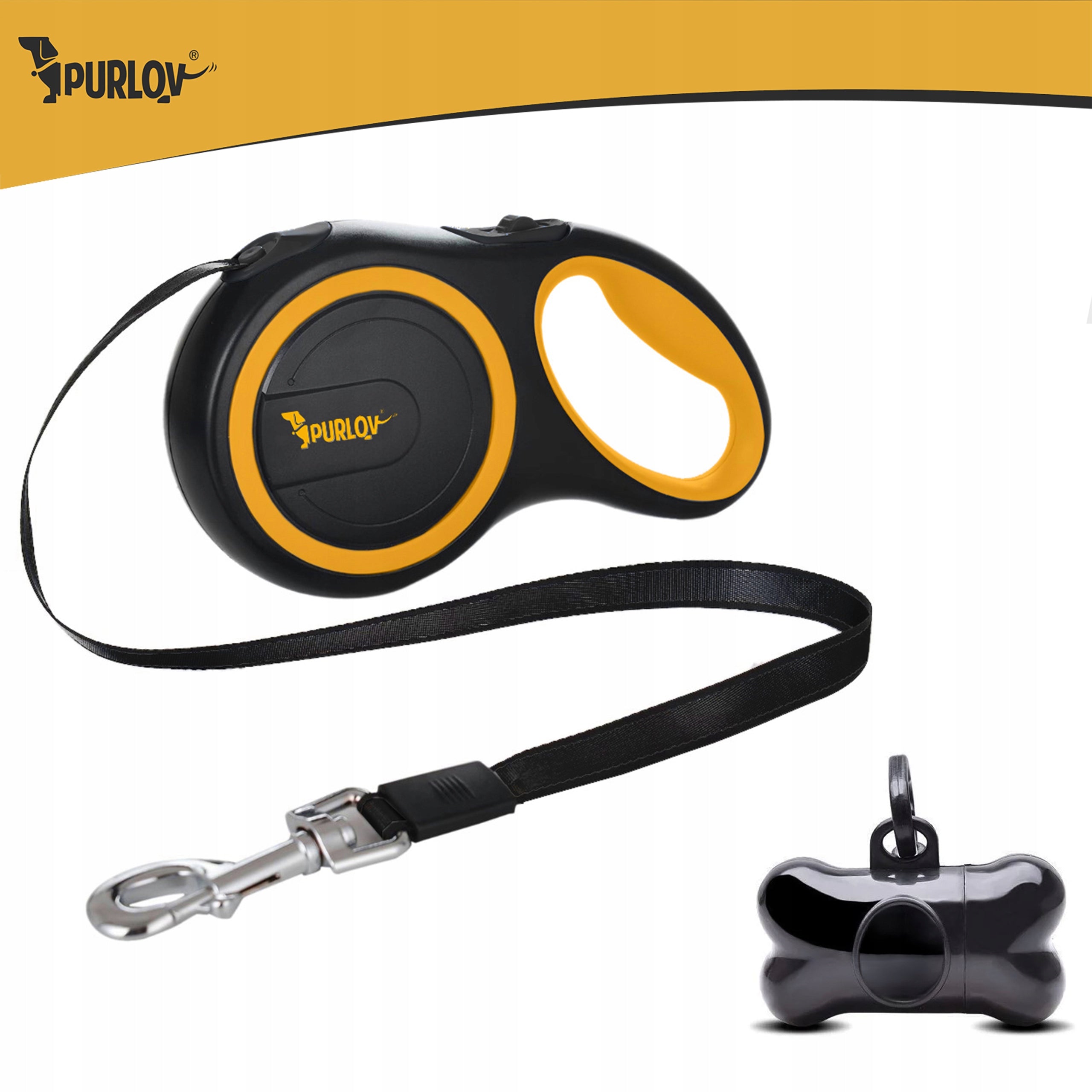 Automatic Lanyard for Large Dog up to 50kg Strong Tape 8m with Lock Black Packaging status original