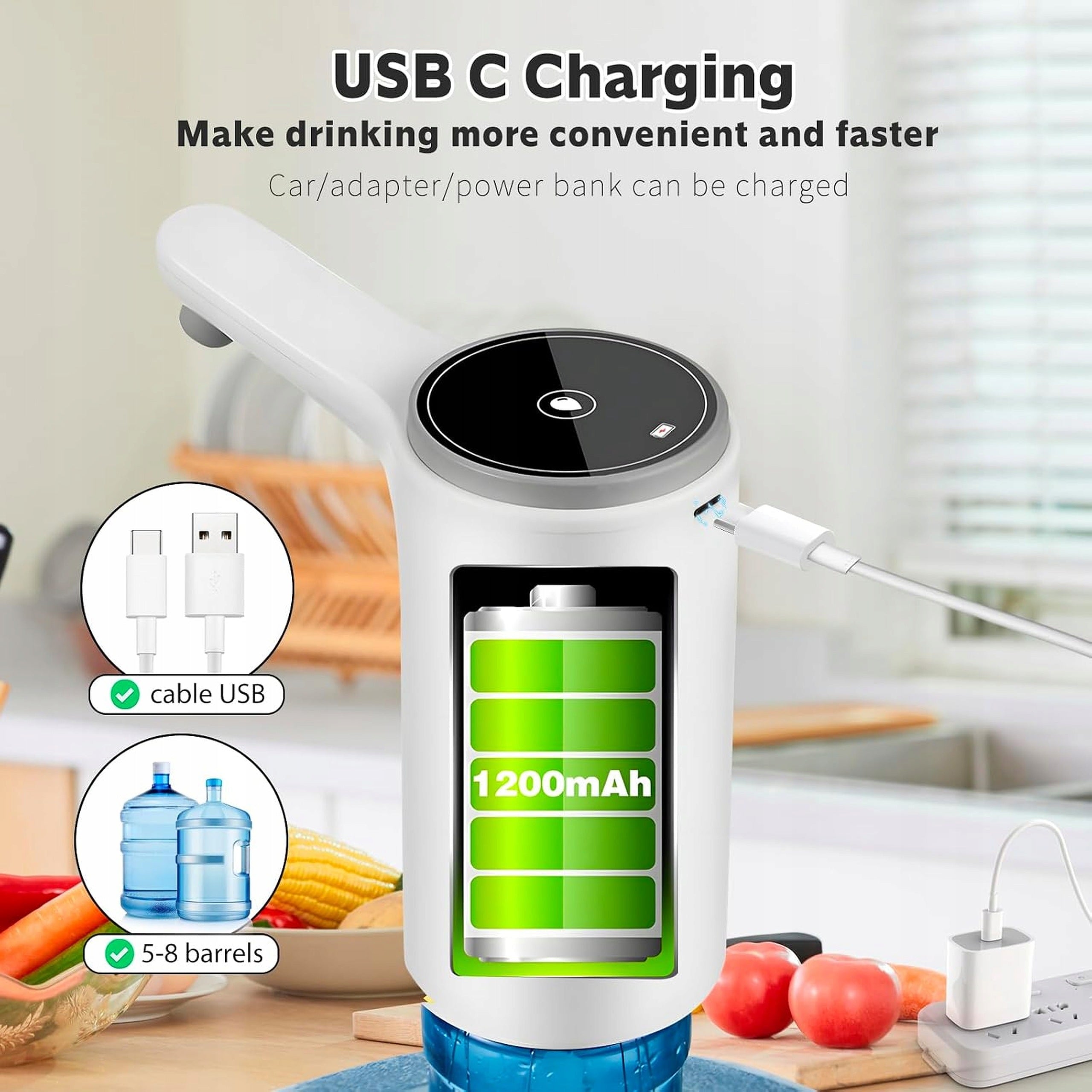 Automatic Water Bottle Dispenser With USB Charging 5-20l Electric Brand no brand