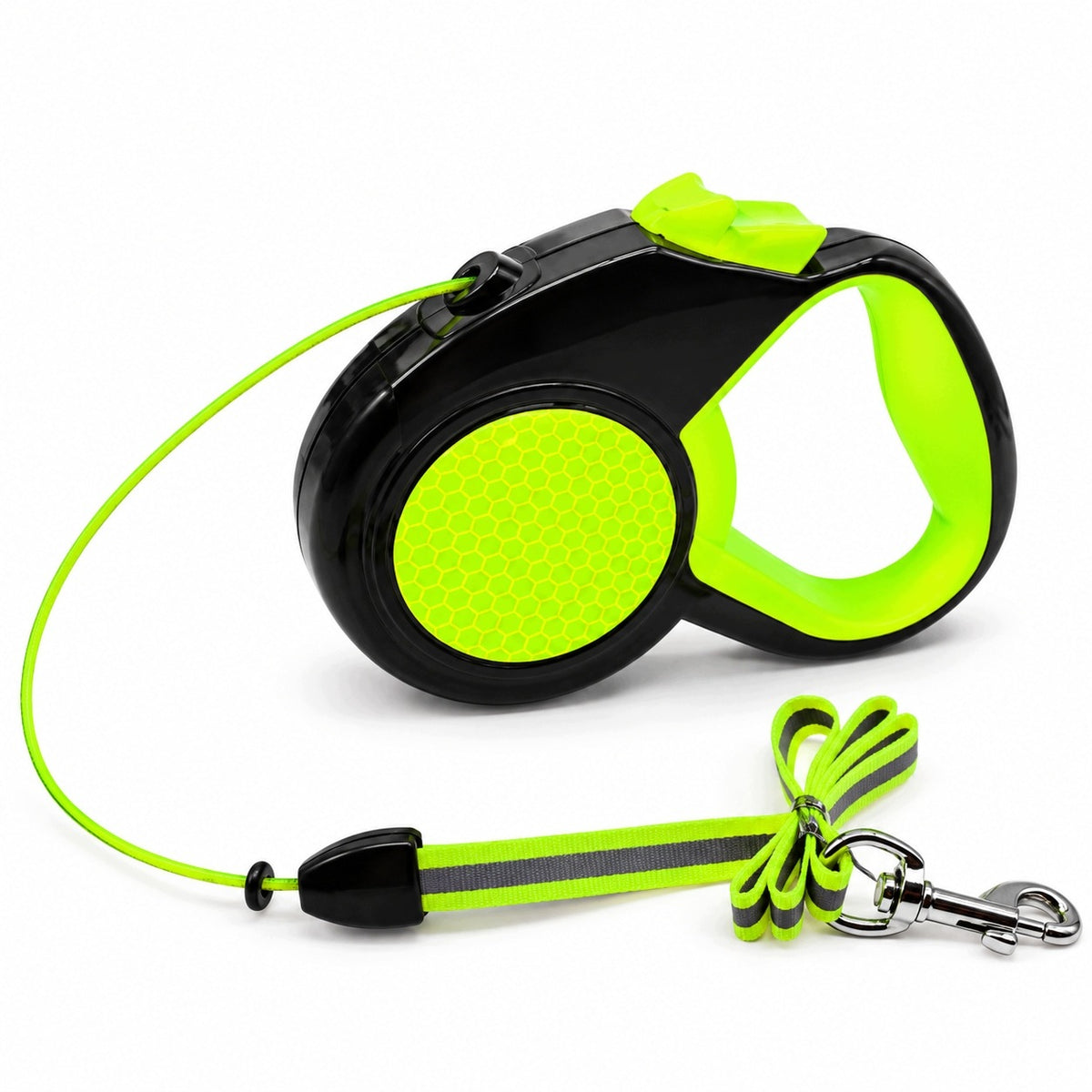 Automatic dog leash 8 m reflective cord with lock green grey