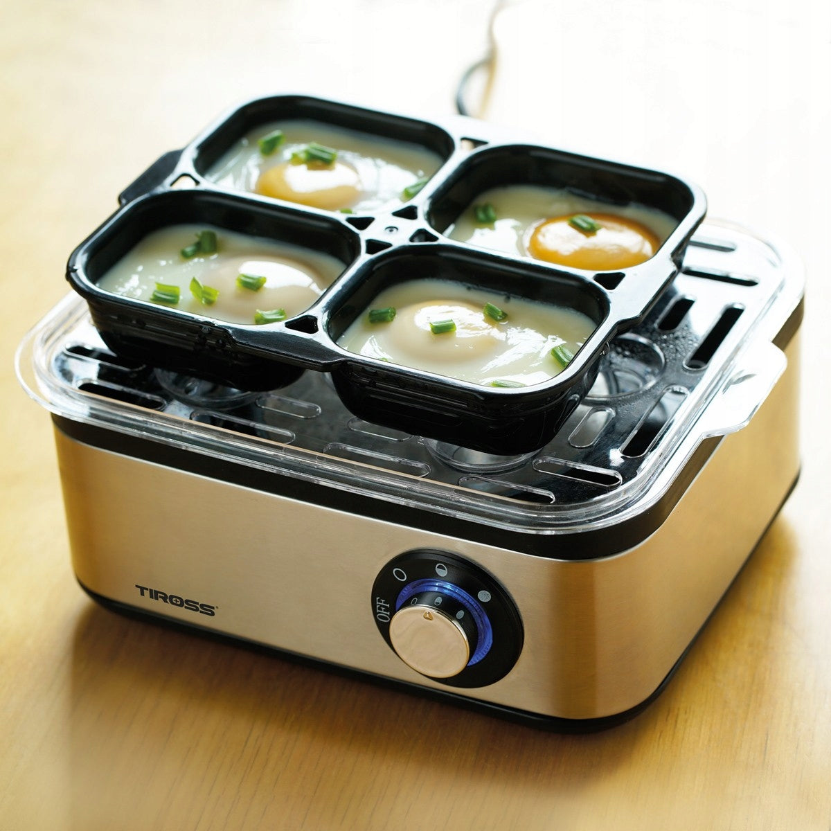 Automatic egg cooker Tiross TS2302 500W - up to 8 eggs, soft/medium/hard Packaging status original