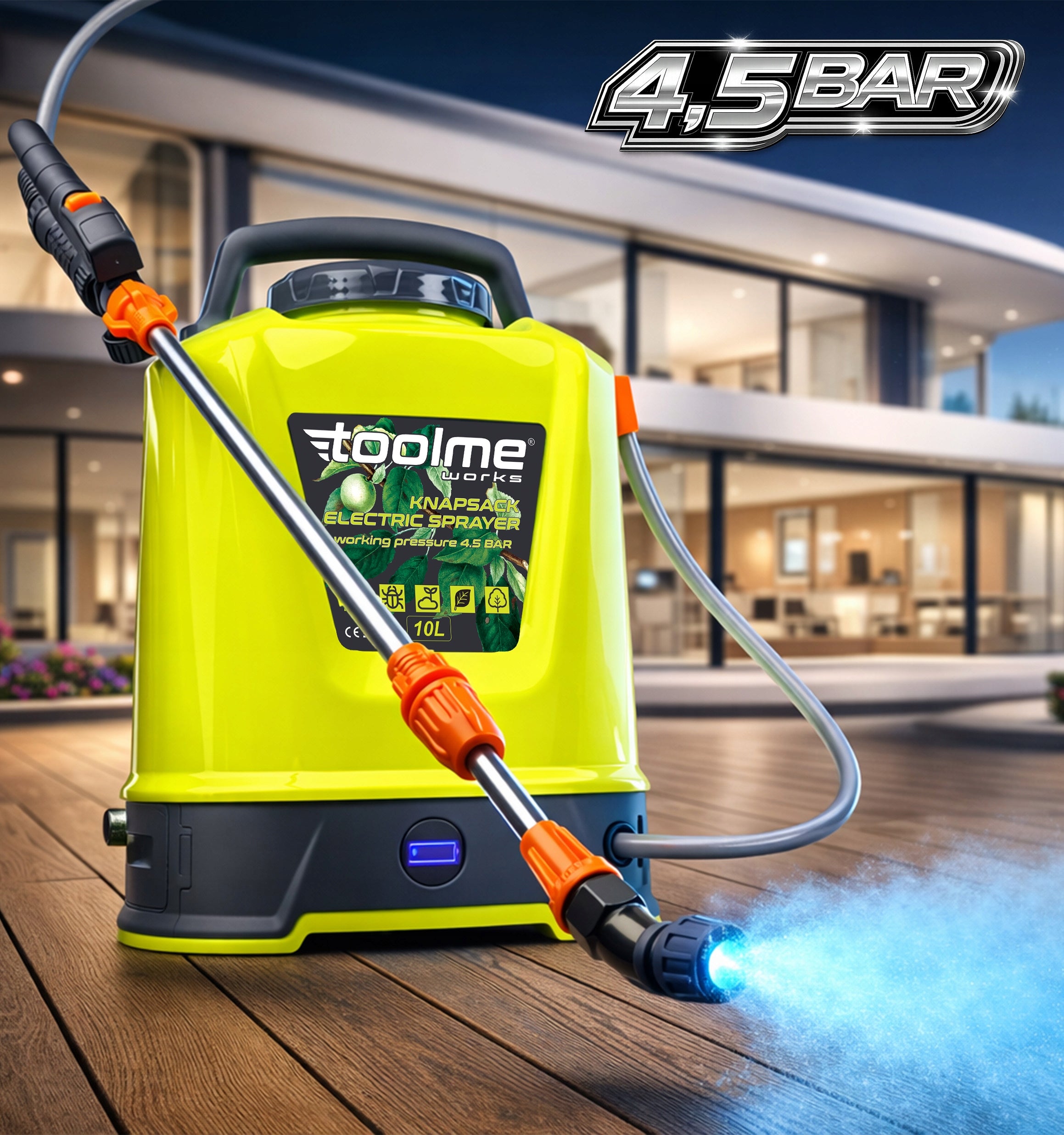 Automatic electric pressure sprayer 10l LED LCD PREMIUM toolme Brand Toolme