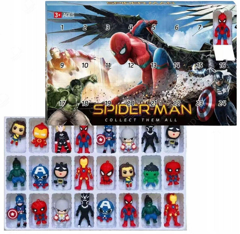 Avengers Spiderman Advent Calendar 24 Figurines Keychains Superhero Packaging status original