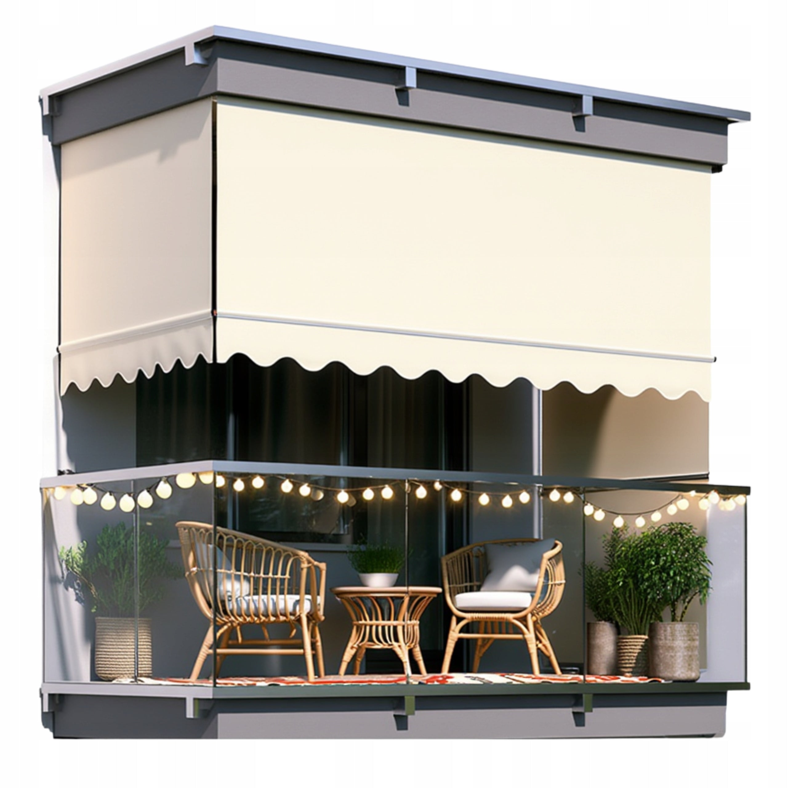 Awning BLIND Terrace Sail Balcony 200x160cm Vertical Sun Protection