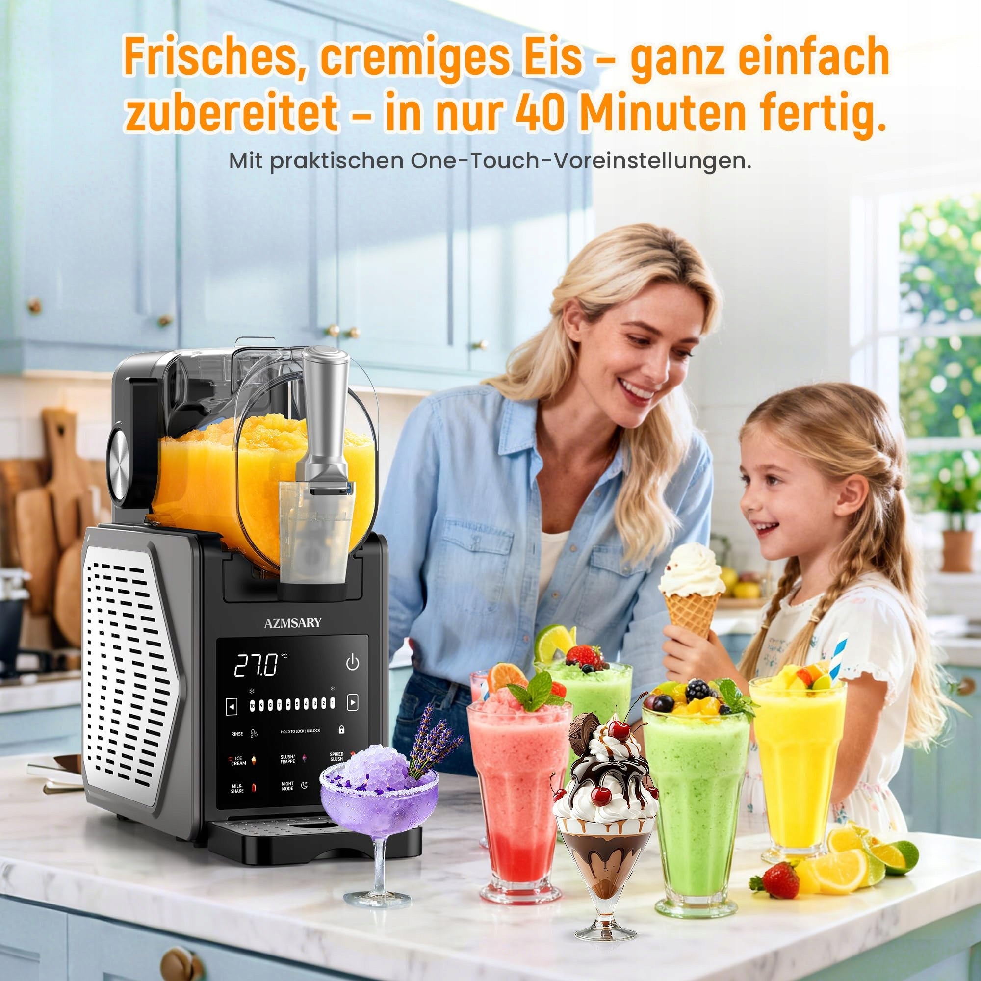 Azmsary FS-306 Ice Cream and Slushie Machine 2.5L 6 Programs LED Manufacturer code FS306