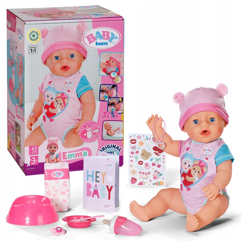 BABY BORN DOLL EMMA 43 CM BABY INTERACTIVE REALISTIC ACCESSORIES 3+