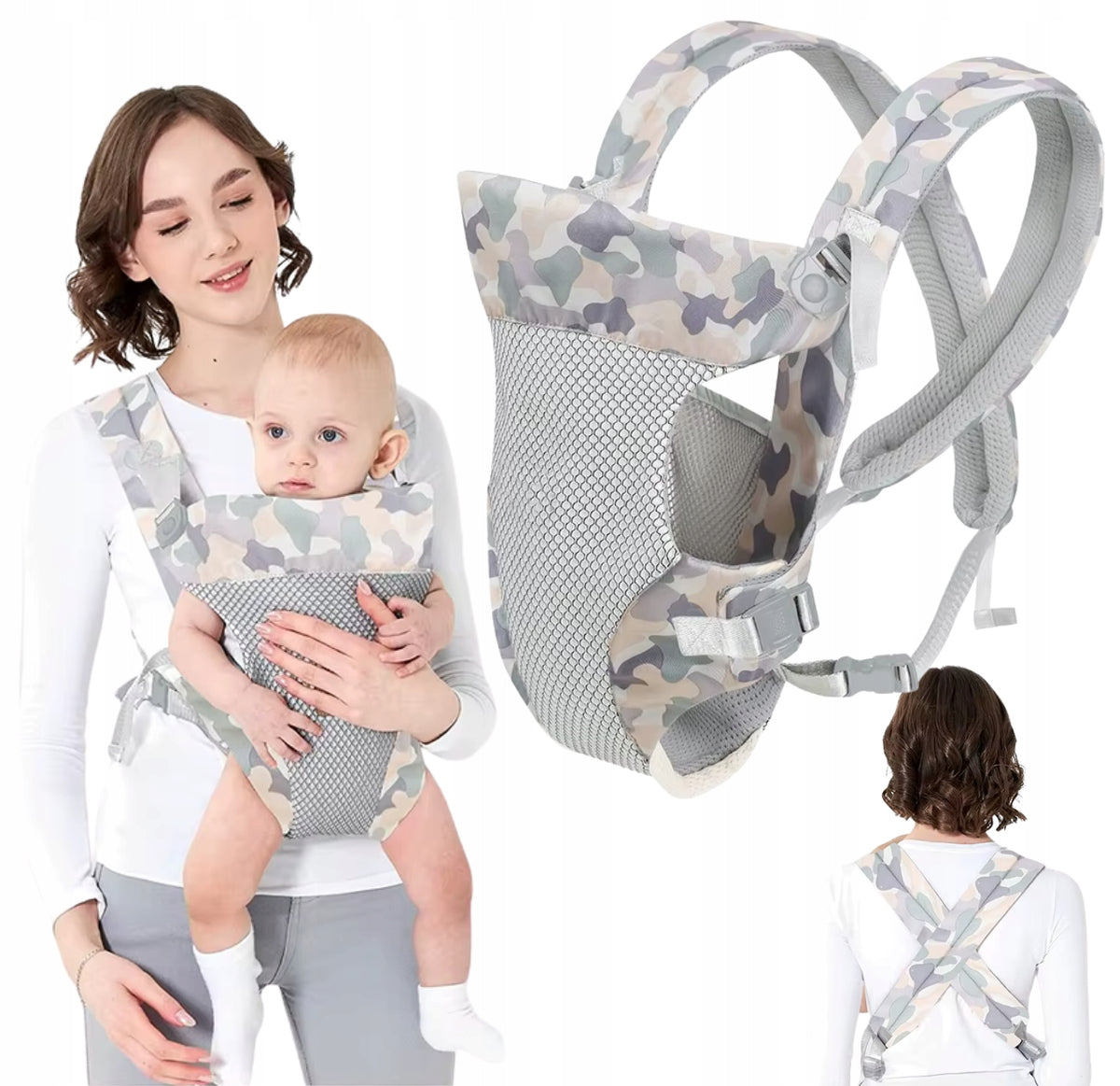 BABY CARRIER 4IN1 ERGONOMIC SOFT 3D MESH BABY WRAP 15KG