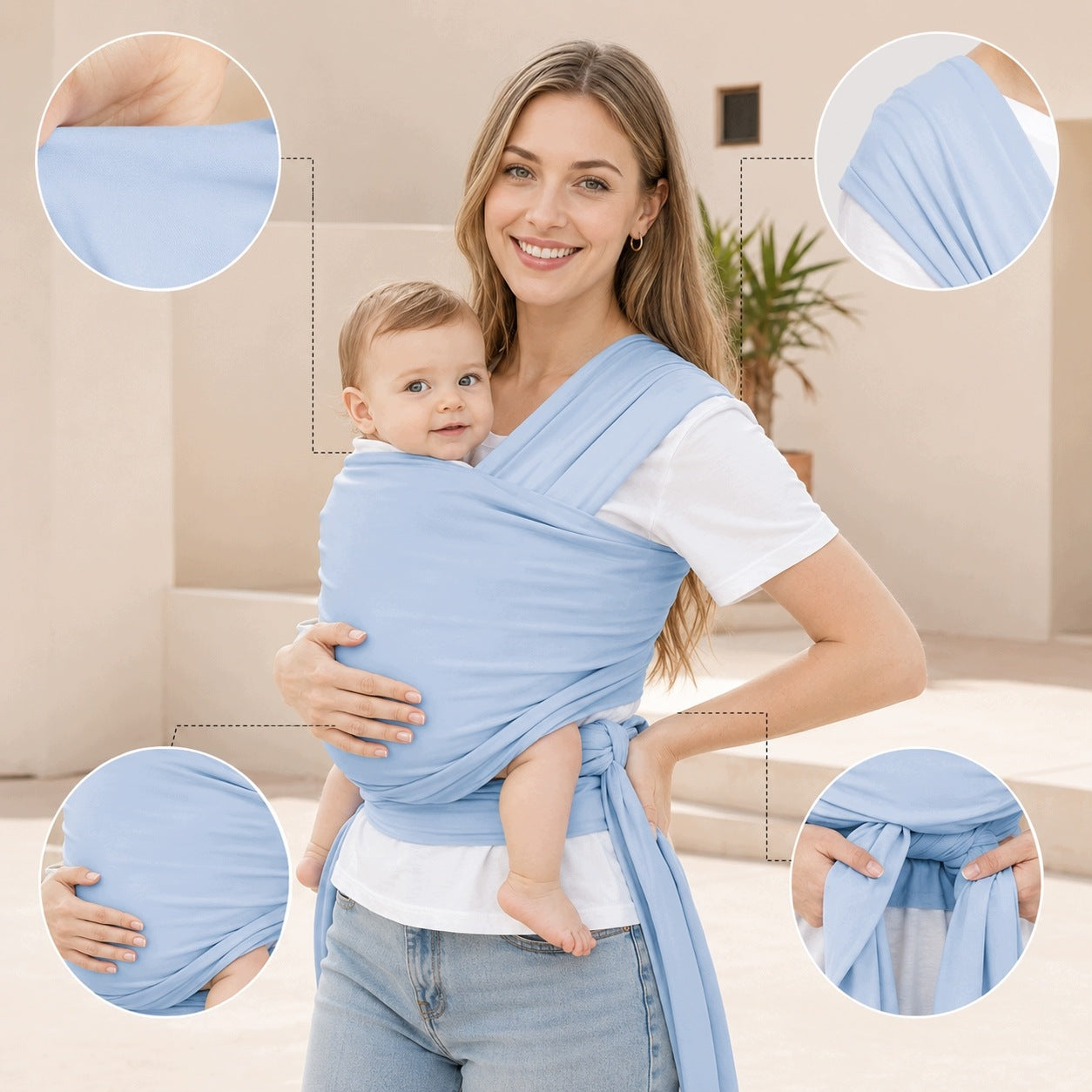 BABY CARRIER SCARF 20 KG ELASTIC BLUE Manufacturer code CHUSTA DO NOSZENIA DZIECKA DZIECI WIĄZANIA