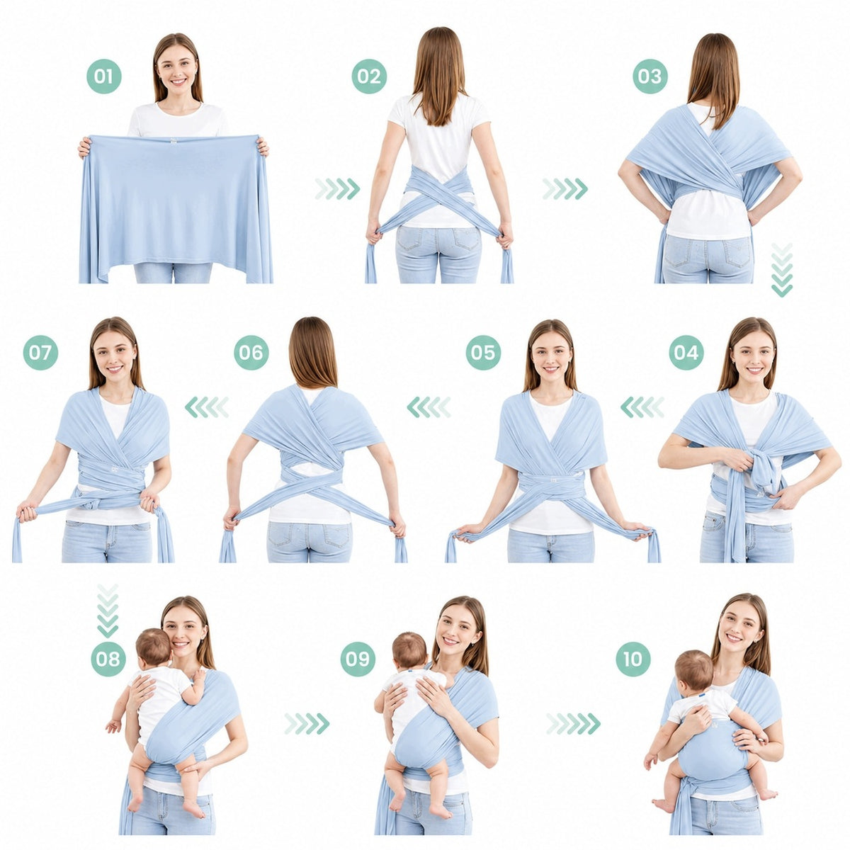 BABY CARRIER SCARF 20 KG ELASTIC BLUE Packaging status original