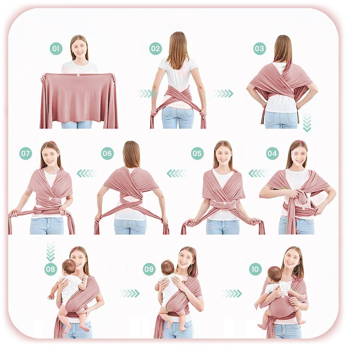 BABY CARRIER SCARF 20 KG ELASTIC PINK Packaging status original