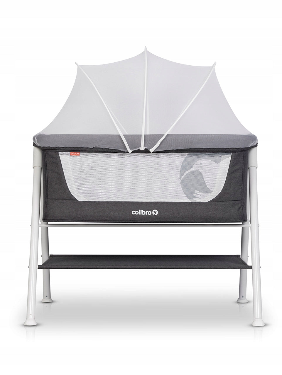 BABY COT WITH MATTRESS LINDO MOSQUITO NET NON-SLIP FEET LIGHT Color black