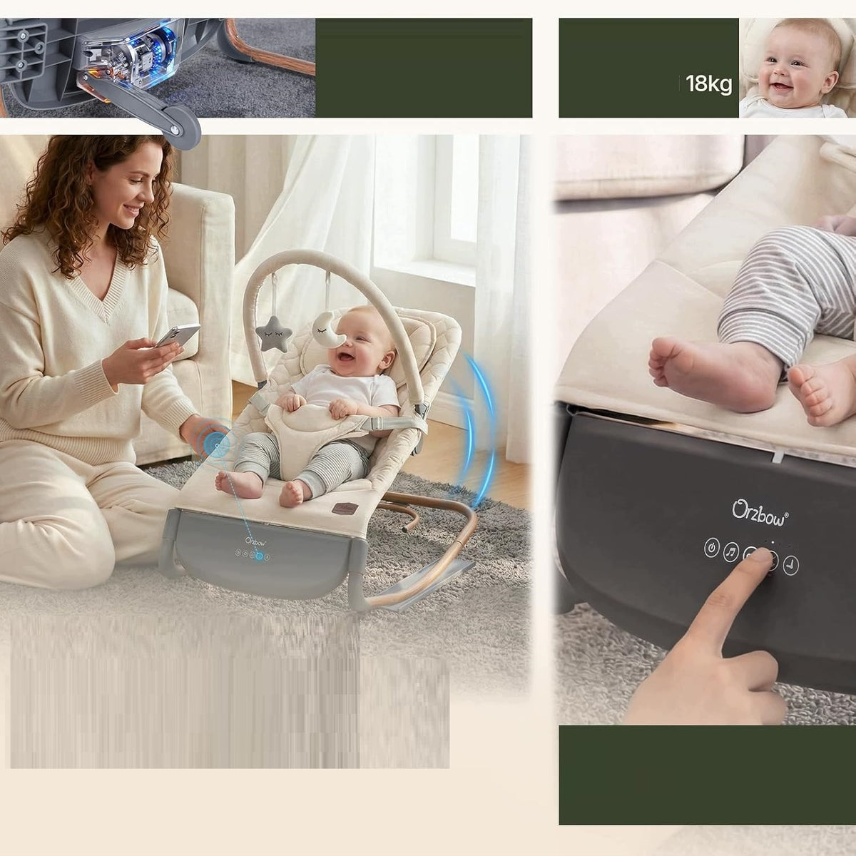 BABY COUCH ROCKER COT CRADLE VIBRATIONS Lullabies toys Manufacturer code 705402