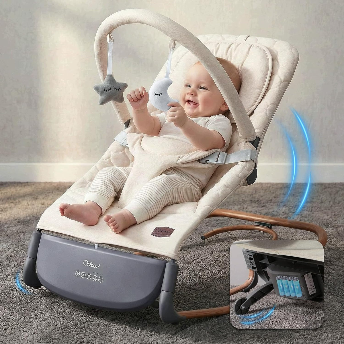 BABY COUCH ROCKER COT CRADLE VIBRATIONS Lullabies toys