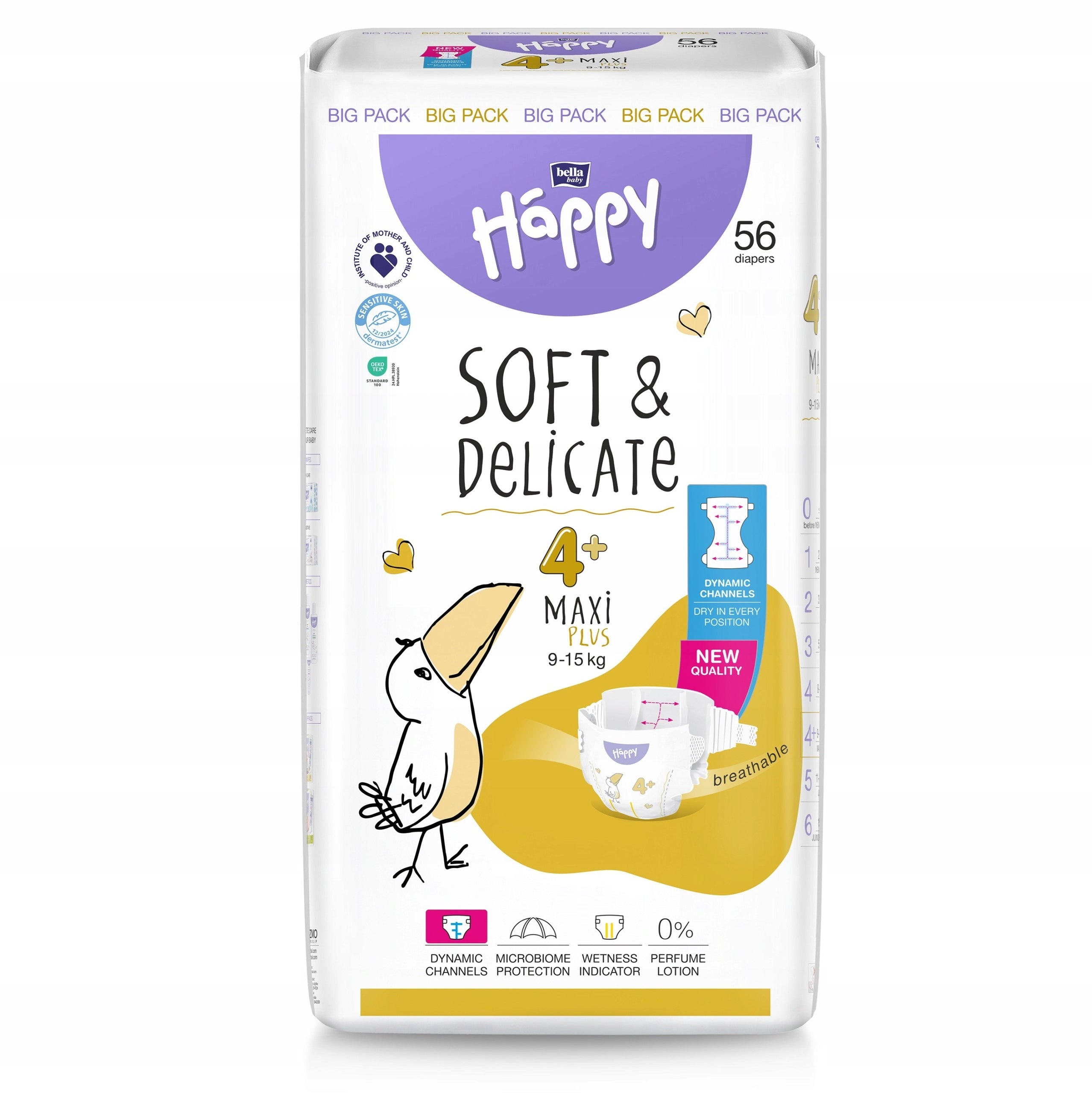 BABY DIAPERS BELLA HAPPY4+ MAXI PLUS 9-15KG 56PCS.