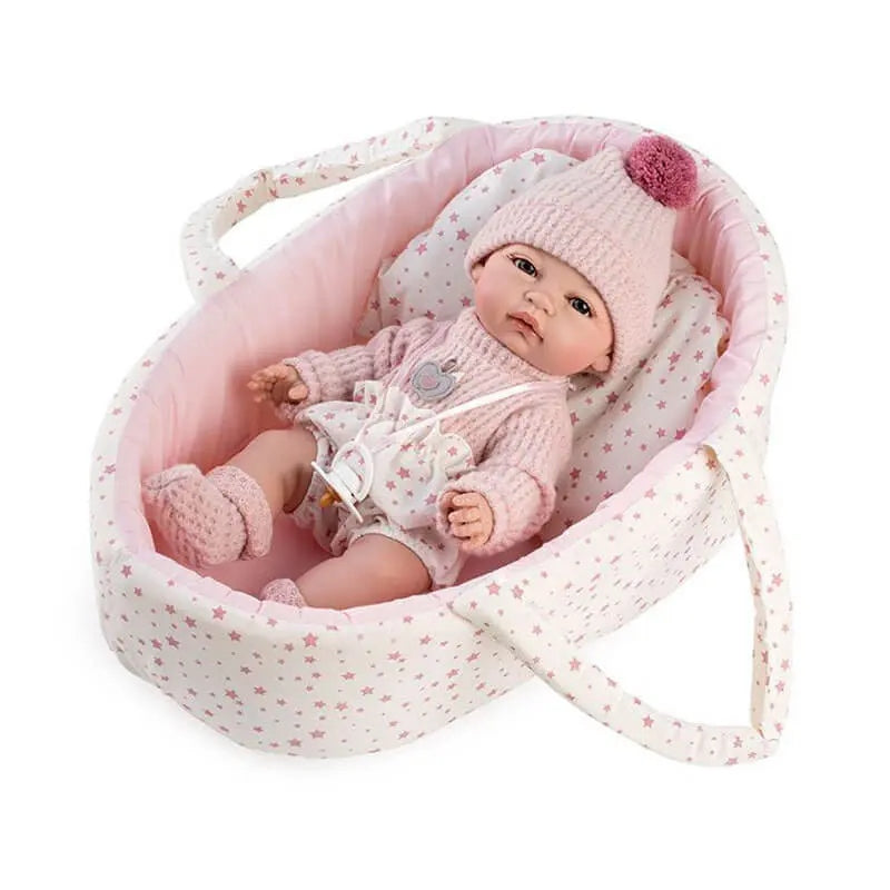 BABY DOLL IN BABY CARRIER 34 CM SPANISH