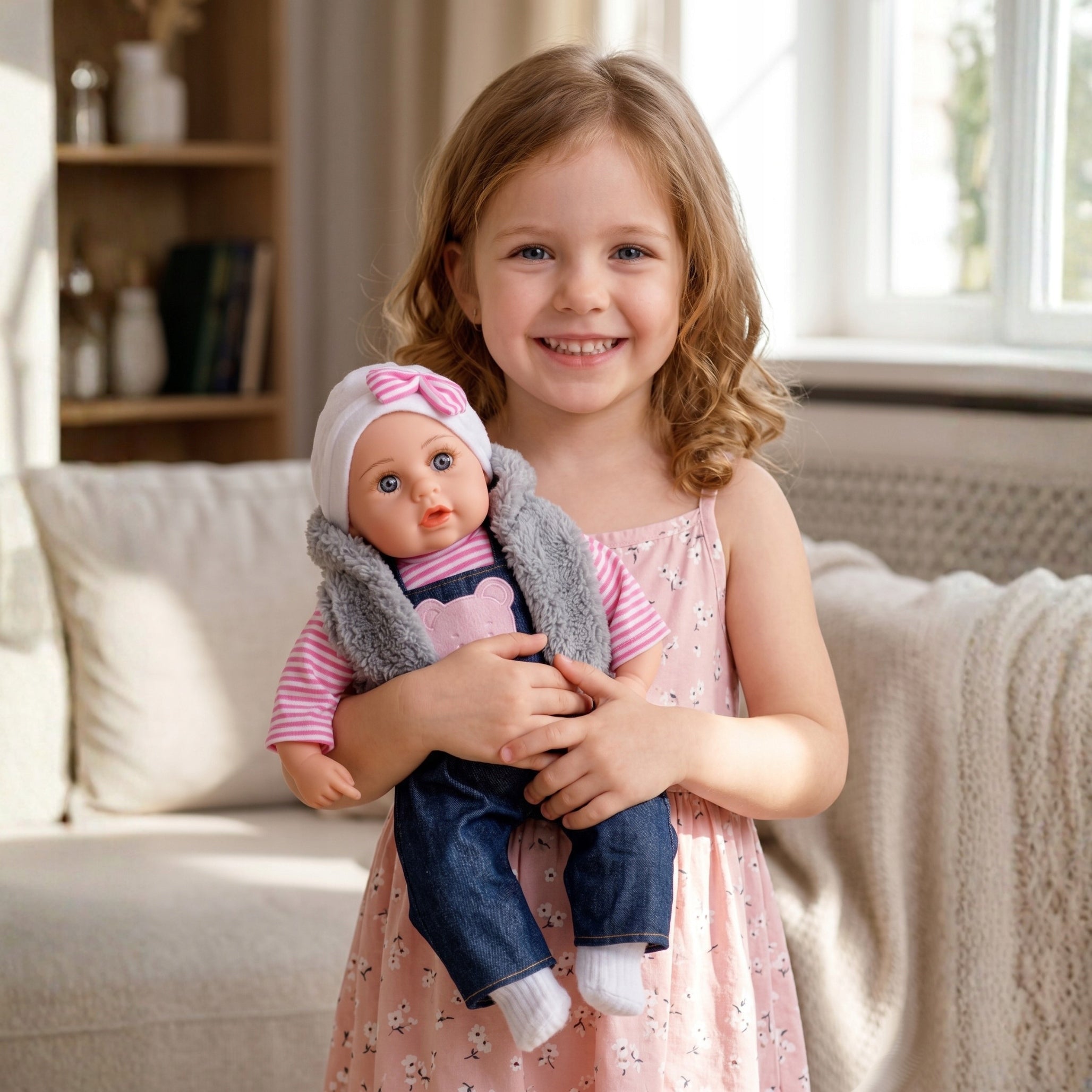 BABY DOLL LARGE 45 cm says sings PL Set PACIFIER + BOTTLES + PAMPERS Packaging status original