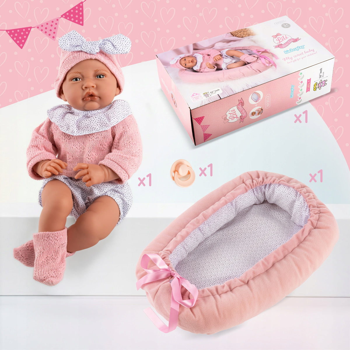 BABY DOLL LARGE INTERACTIVE REALISTIC COCOON KINDERPLAY SAYS 41CM Manufacturer code KP3513