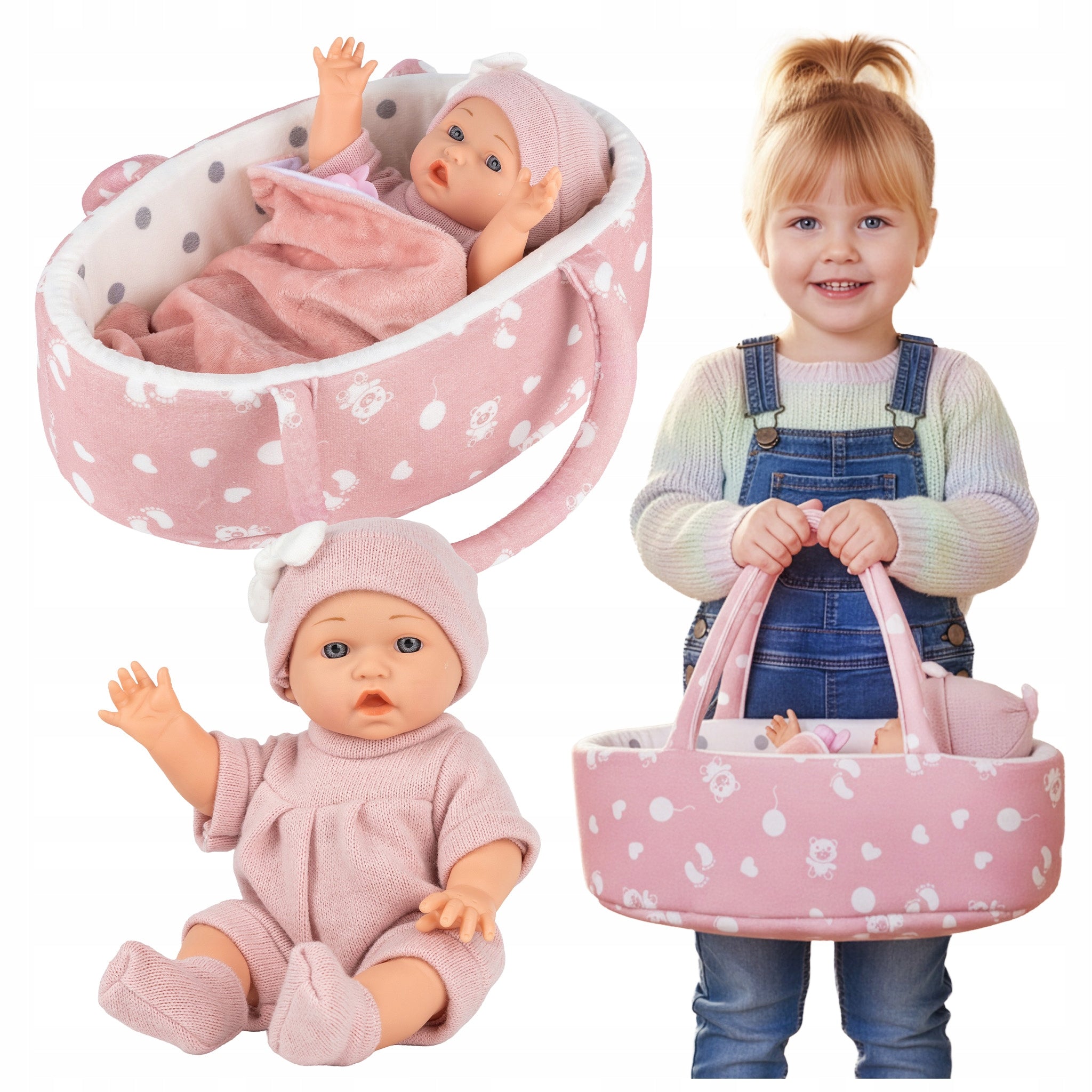 BABY DOLL WITH CARRIER KINDERPLAY ACCESSORIES BABY 30CM COCOON