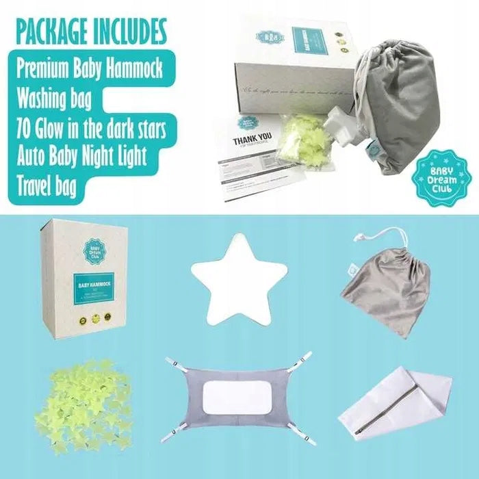 BABY HAMMOCK FOR BED SUN LOUNGER COT + NIGHT LIGHT US STARS Brand no brand