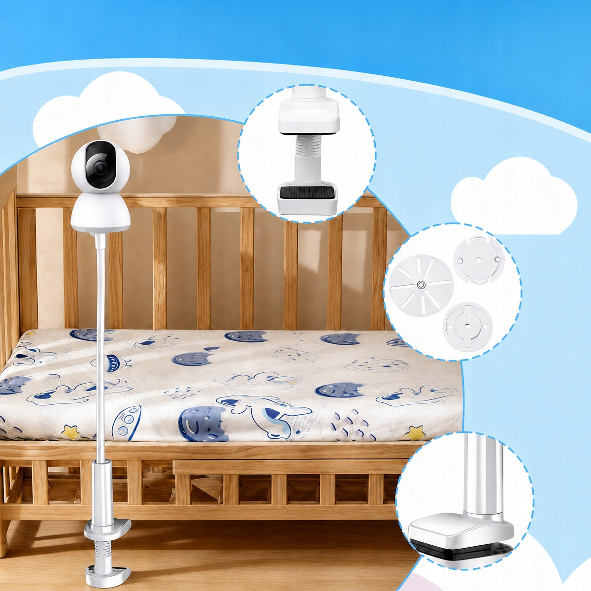 BABY MONITOR CAMERA HOLDER FOR CRIB Product weight with unit packaging 0.28 kg