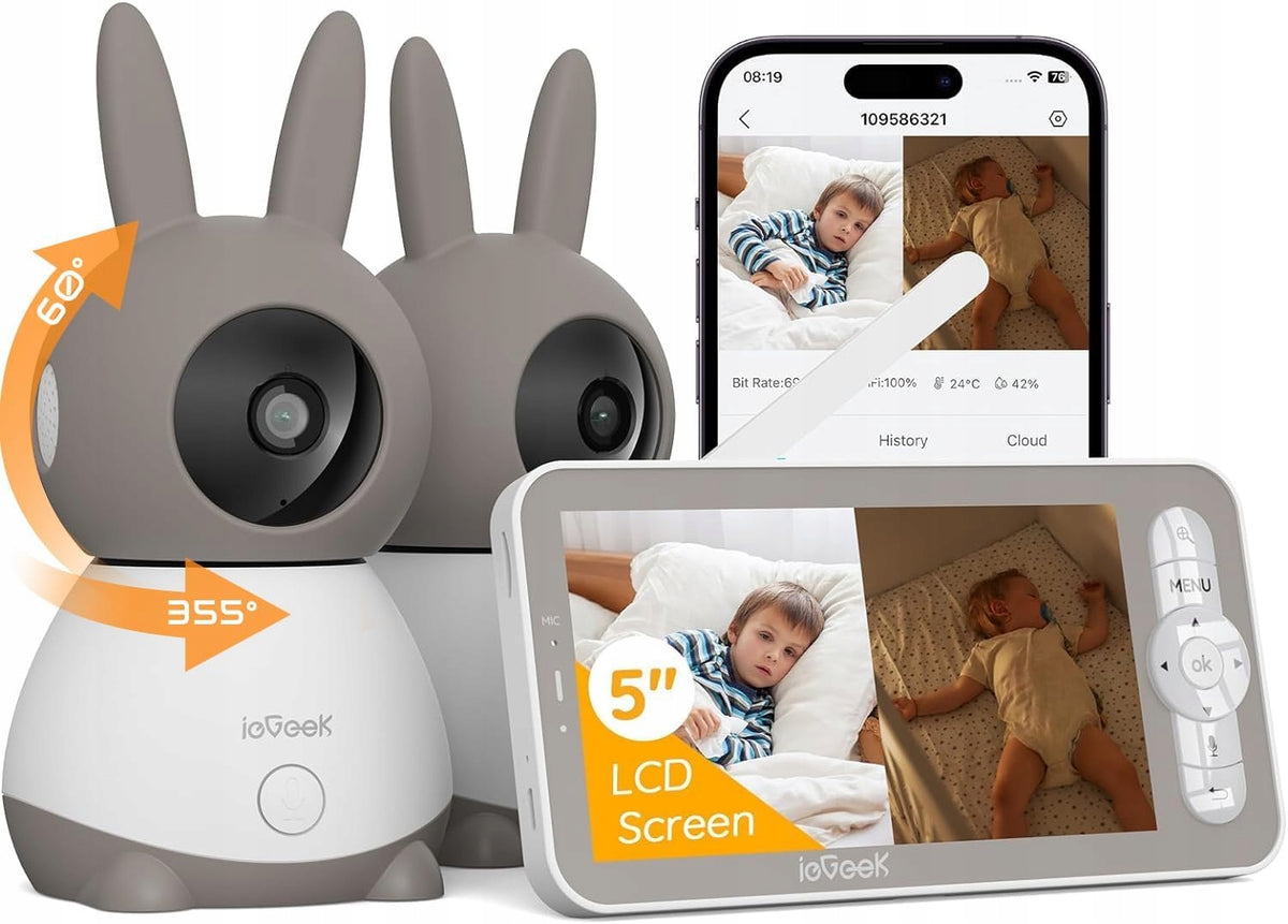 BABY MONITOR ELECTRONIC CAMERA 2 CAMERA 3MPX WIFI 4×ZOOM HD + ROTARY MOUNT Packaging status original