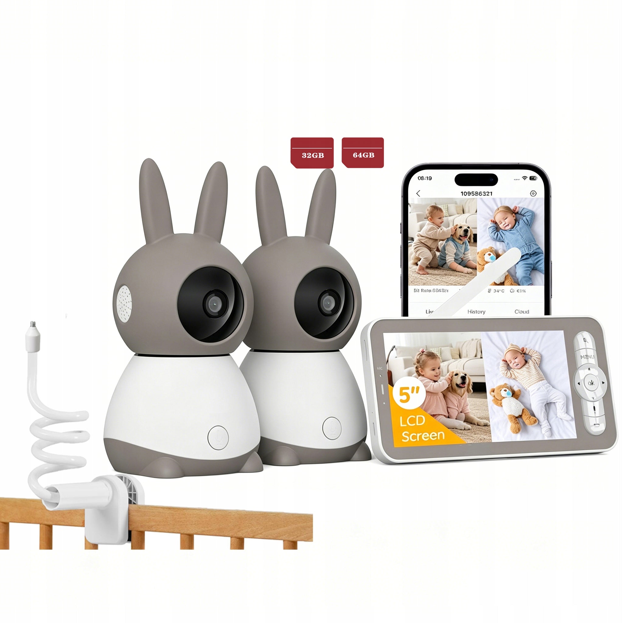 BABY MONITOR ELECTRONIC HD ROTATING CAMERA FOR BABY Room 300M HOLDER