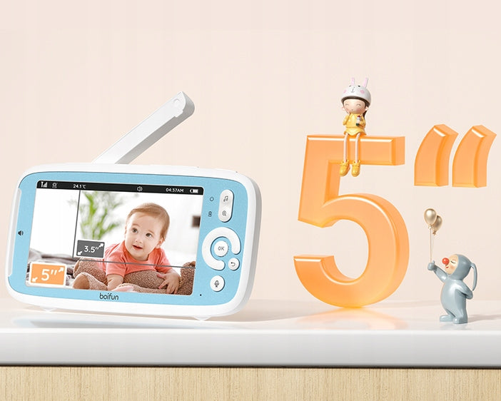 BABY MONITOR ELECTRONIC ROTARY CAMERA F HD 5" LCD 3x ZOOM 3050mAh AKU HOLDER Color white