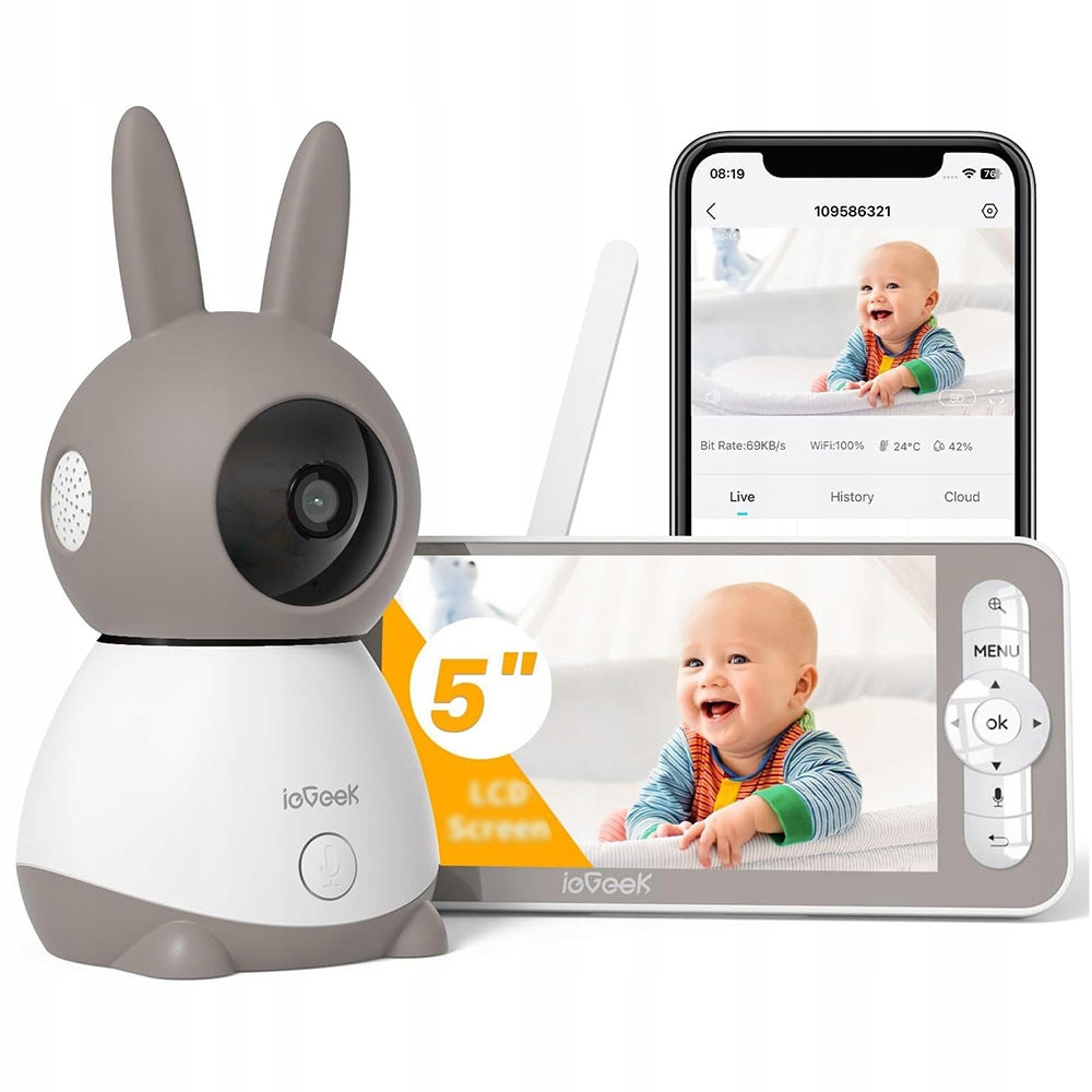 BABY MONITOR ELECTRONIC WIFI CAMERA ROTATING 3MPx 2K 5" LCD 4x ZOOM WITH HANDLE Packaging status original