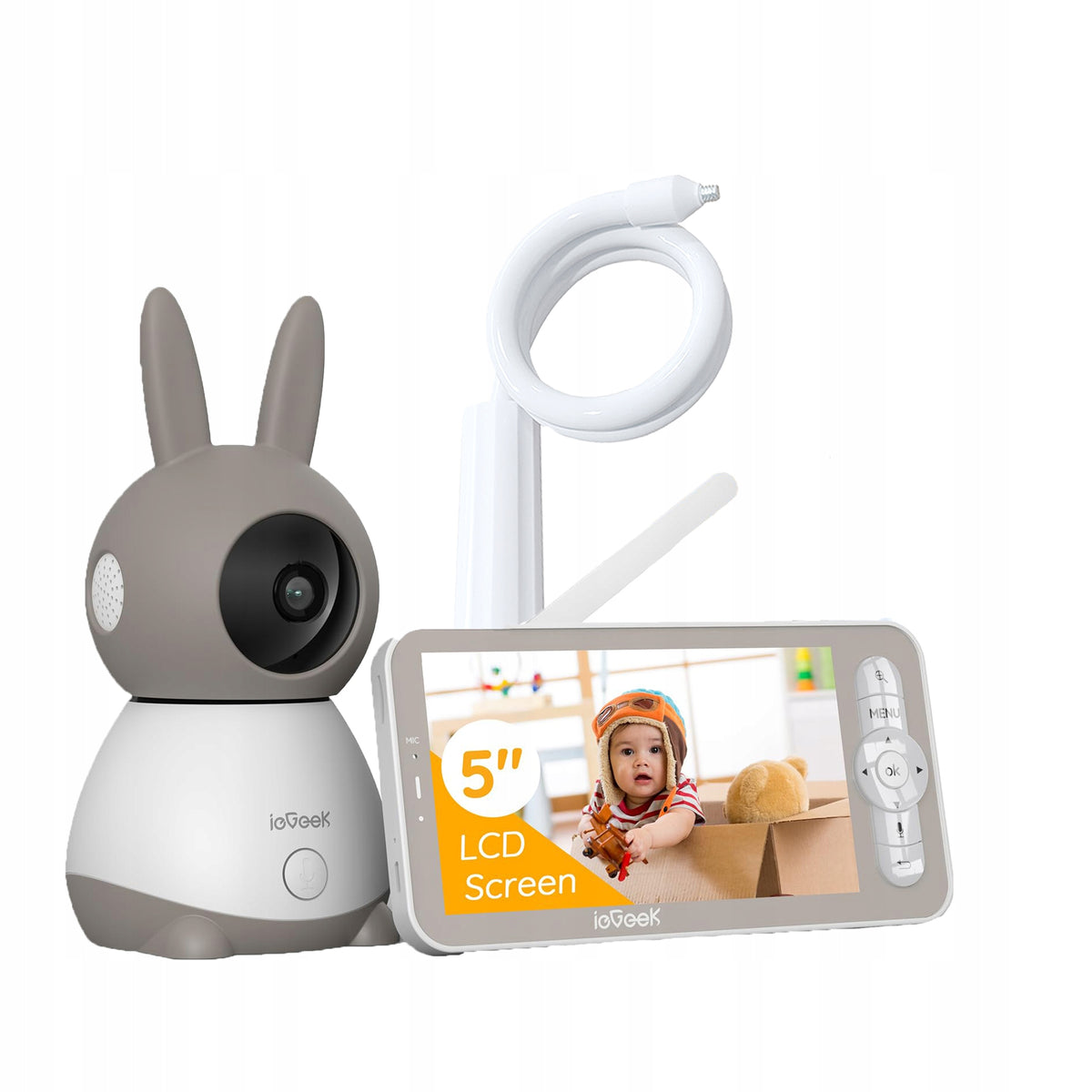 BABY MONITOR ELECTRONIC WIFI CAMERA ROTATING 3MPx 2K 5" LCD 4x ZOOM WITH HANDLE