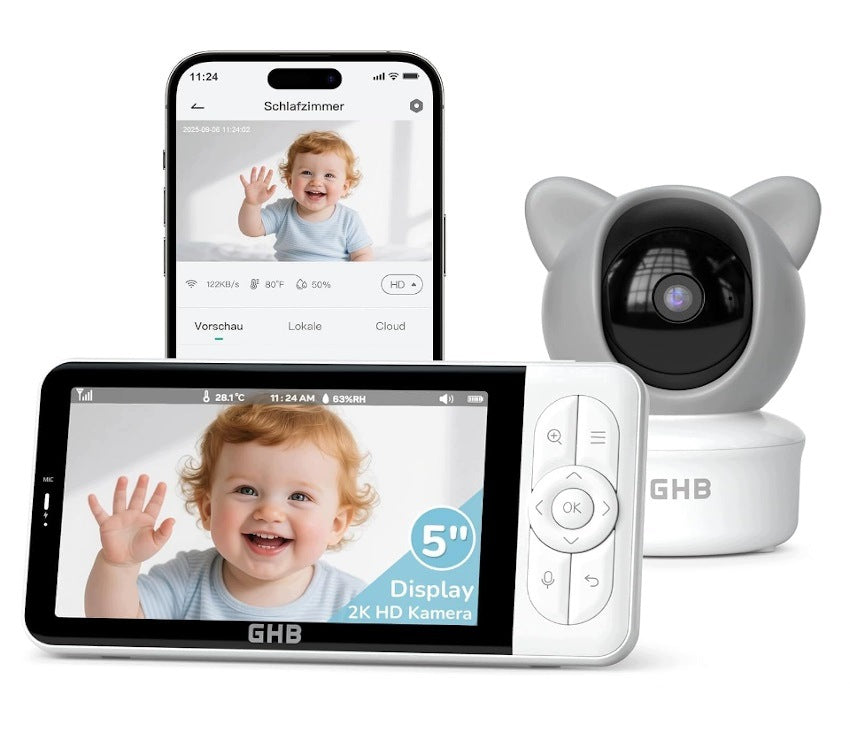 BABY MONITOR GHB ROTARY CAMERA 2K WiFi MONITOR 5" IPS 3000mAh