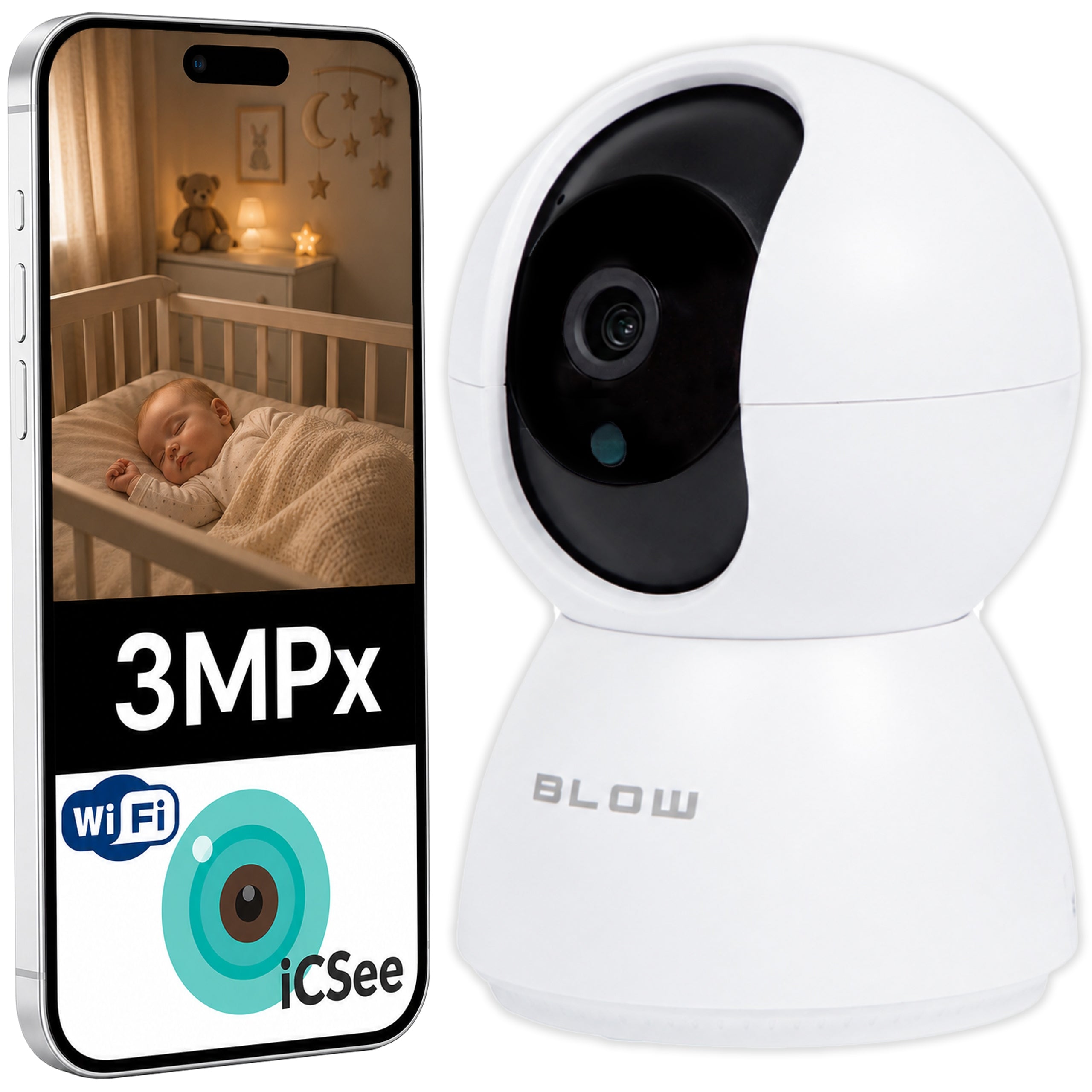 BABY MONITOR WIFI BLOW 3MPX ICSEE INTERNAL ROTATING DETECTION